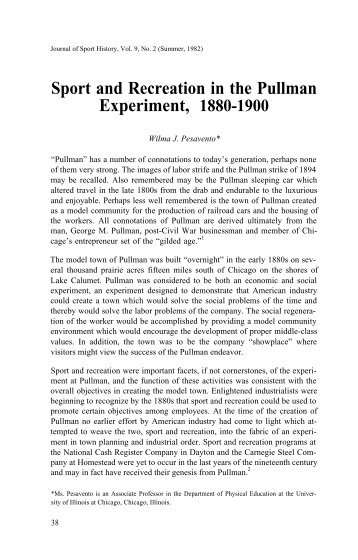 Sport and Recreation in the Pullman Experiment, 1880-1900
