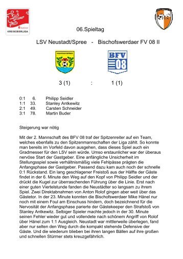 06.Spieltag LSV Neustadt/Spree - Bischofswerdaer FV 08 II 3 (1) : 1 (1)