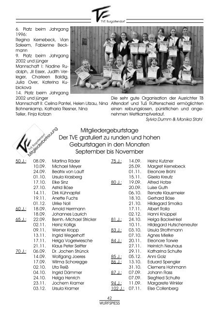 WURFSPIESS Ausgabe 126 - TVE Burgaltendorf