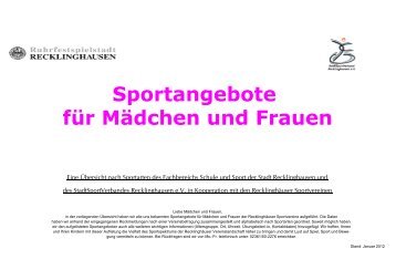 Sportangebote für Mädchen und Frauen - Stadt Recklinghausen