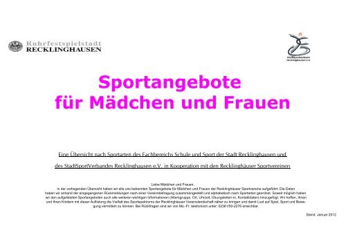 Sportangebote für Mädchen und Frauen - Stadt Recklinghausen