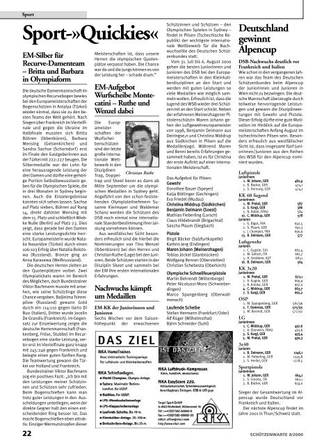 Landesmeisterschaften 2000 - Schützenwarte - WSB