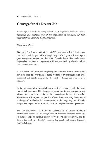 Courage for the Dream Job