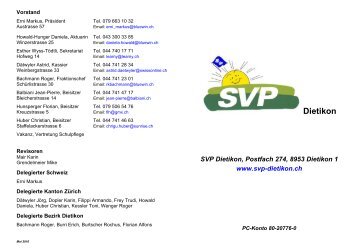 Behördenverzeichnis 2011 - SVP Dietikon