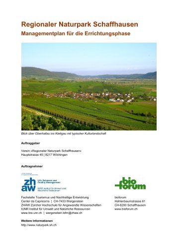 Regionaler Naturpark Schaffhausen Managementplan für die ...