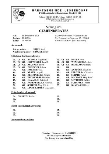 gemeinderates - Marktgemeinde Leobendorf