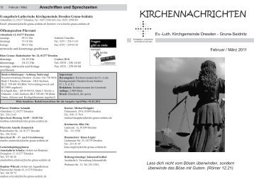 KIRCHENNACHRICHTEN - Kirchgemeinde Gruna-Seidnitz