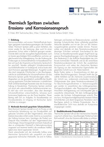 Thermisch Spritzen zwischen Erosions- und Korrosionsanspruch