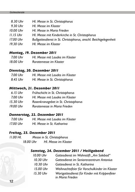 Weihnachtspfarrbrief 2011 - Pfarramt St. Christophorus