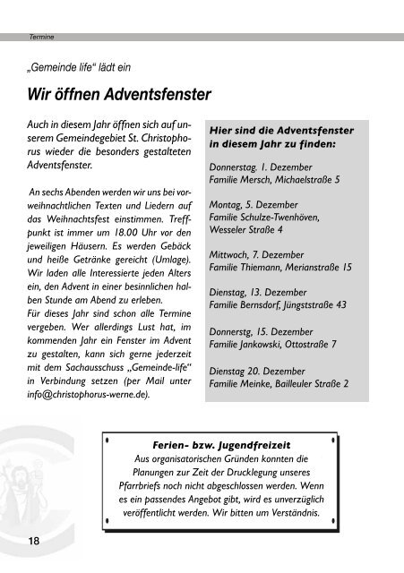 Weihnachtspfarrbrief 2011 - Pfarramt St. Christophorus