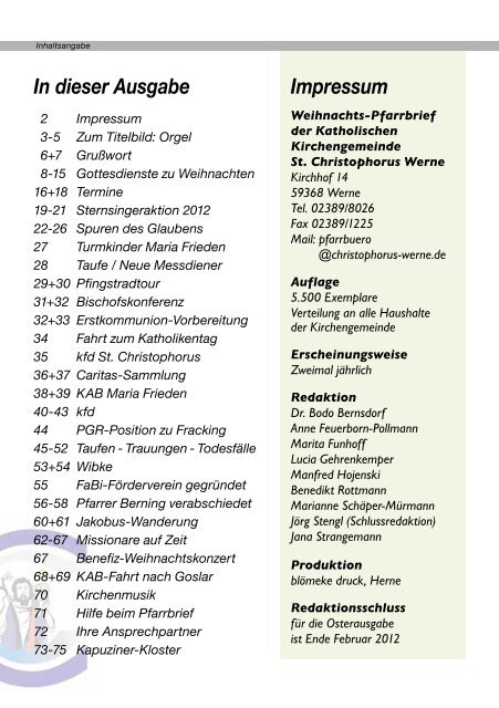 Weihnachtspfarrbrief 2011 - Pfarramt St. Christophorus