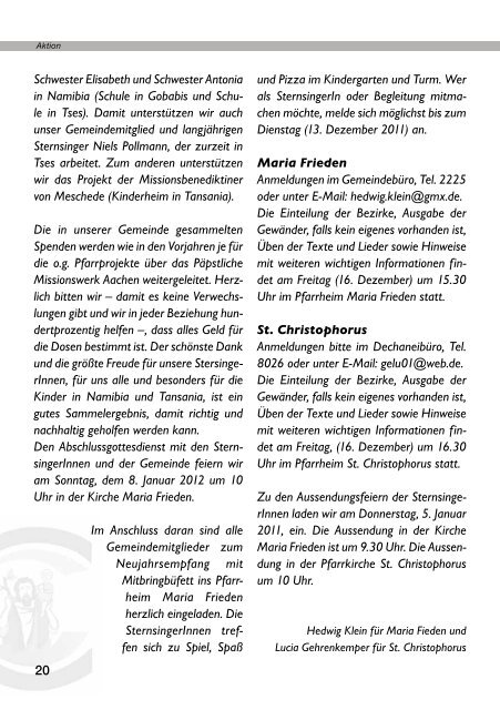 Weihnachtspfarrbrief 2011 - Pfarramt St. Christophorus