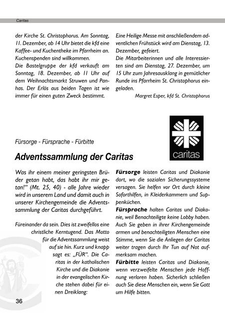 Weihnachtspfarrbrief 2011 - Pfarramt St. Christophorus