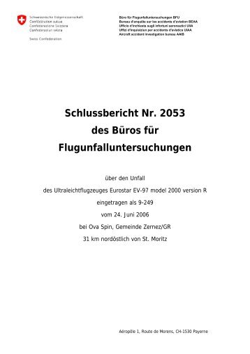 Schlussbericht Nr. 2053 des Büros für ... - BFU