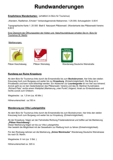 Rundwanderungen - Ortsgemeinde St. Martin