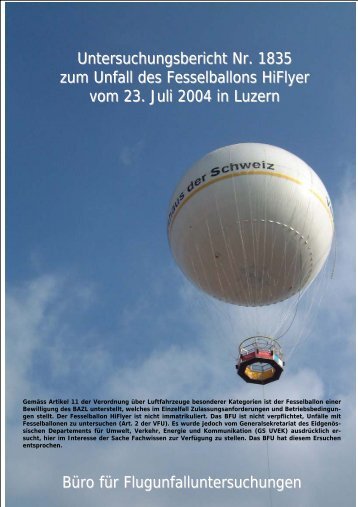 Untersuchungsbericht Nr. 1835 zum Unfall des Fesselballons ... - BFU