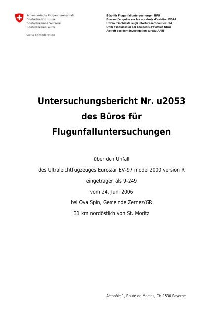 Untersuchungsbericht Nr. u2053 des Büros - Swiss Microlight Flyers