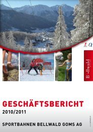 GESCHÄFTSBERICHT - Bellwald Tourismus