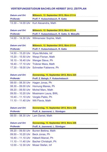Zeitplan mündliche Prüfungen im Bachelor Herbst 2012 (pdf