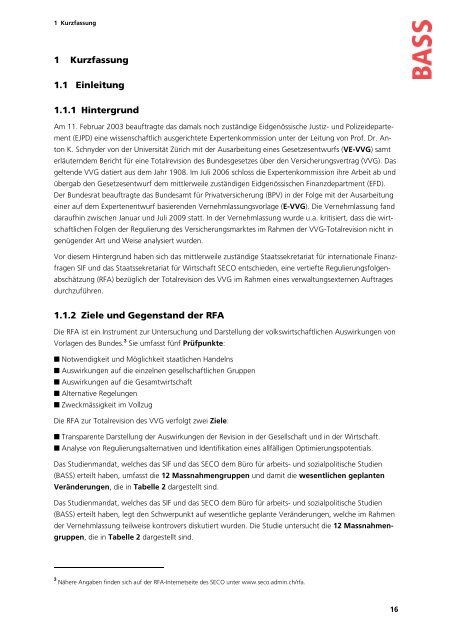 648 RFA VVG Schlussbericht 13.10.2010 - Seco - admin.ch