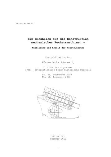 Ein Rückblick auf die Konstruktion mechanischer ... - Rechnerlexikon