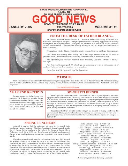 JANUARY 2005 GOOD NEWS - Share Foundation