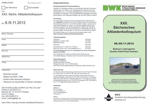 XXII. Sächsisches Altlastenkolloquium - Grundwasser-Zentrum ...