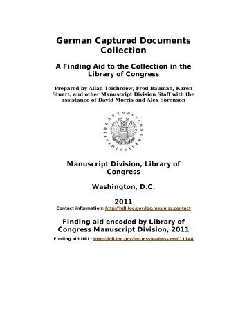 German Captured Documents Collection [finding aid]. - American ...