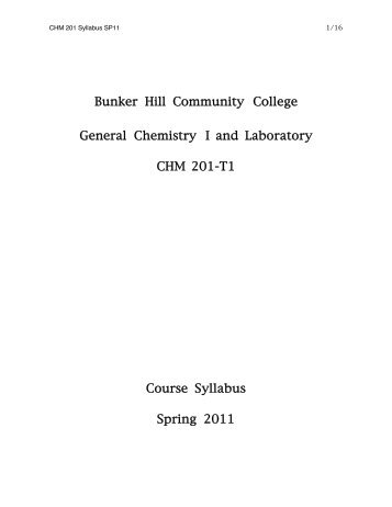 Bunker Hill Community College General Chemistry I and ... - PageOut