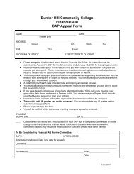 Bunker Hill Community College Financial Aid SAP Appeal Form