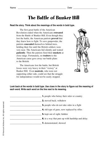 The Battle of Bunker Hill and Word Wise Answer Key - Steck-Vaughn