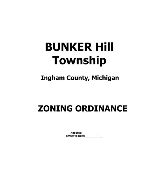 Bunker Hill Township Ingham County Michigan Zoning