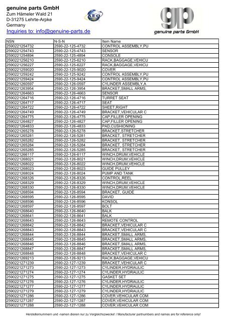 genuine parts GmbH Inquiries to: info@genuine-parts.de