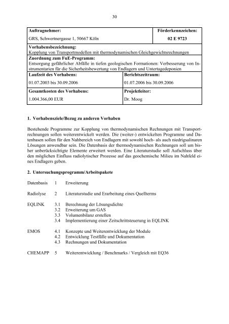 Forschungszentrum Karlsruhe in der Helmholtz ... - PTKA