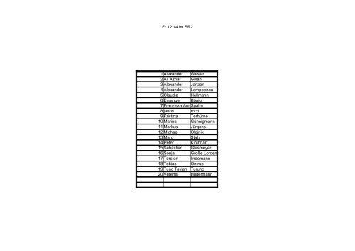 Do 8 10 im SR2 1 Aleksandra Paszkowski 2 Anne Pein 3 Alexander ...