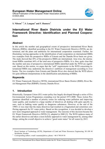 European Water Management Online - European Water Association