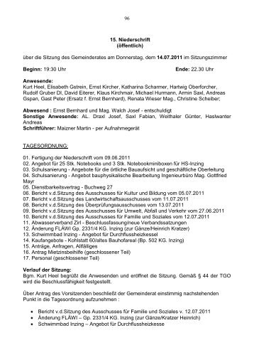 Gemeinderatssitzung vom 2011-07-14 (145 KB ... - Inzing - Land Tirol