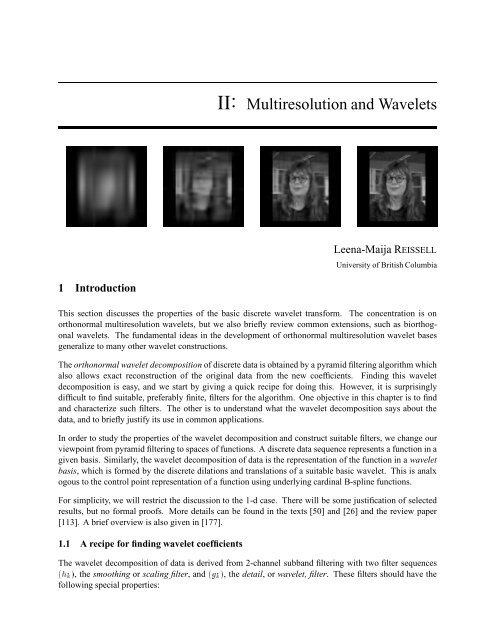 Wavelets - Caltech Multi-Res Modeling Group