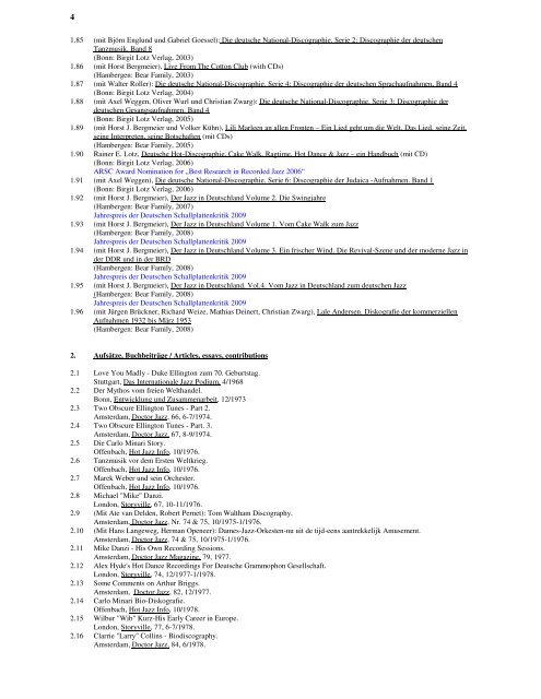 Schriftenverzeichnis/ List of publications - Birgit Lotz Verlag