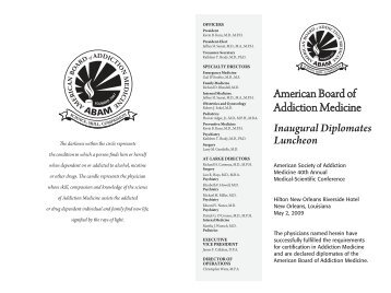 Inaugural Diplomates Luncheon - American Board of Addiction ...