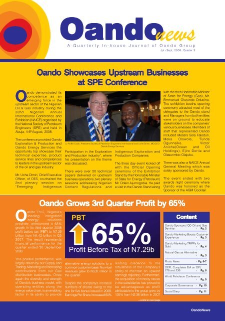 Oando Showcases Upstr Oando Showcases Upstream ... - Oando PLC