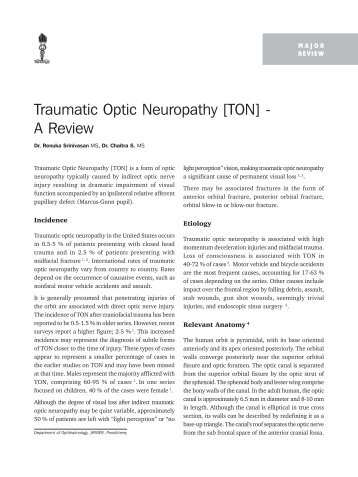 Traumatic Optic Neuropathy [TON] - A Review - KSOS