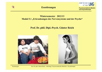 Prof. Dr. phil. Dipl.-Psych. Günter Reich Essstörungen