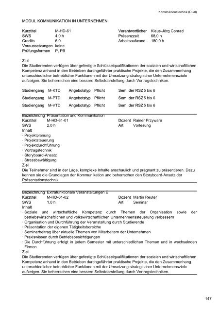 Modulhandbuch - Fakultät II