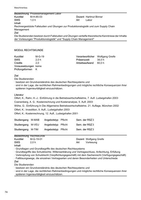 Modulhandbuch - Fakultät II