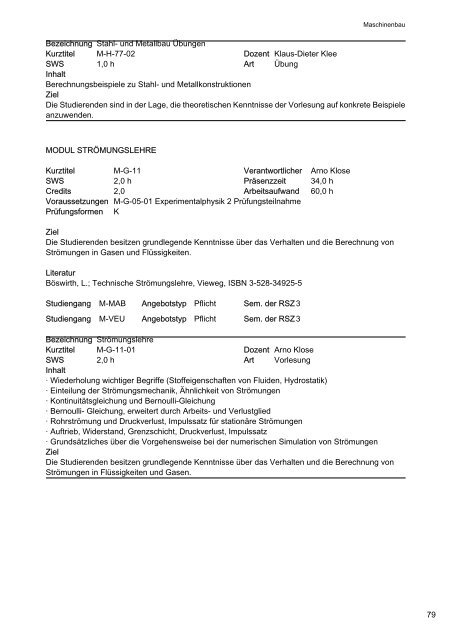 Modulhandbuch - Fakultät II