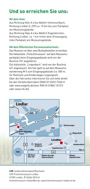Und so erreichen Sie uns - Bergisches Freilichtmuseum Lindlar ...