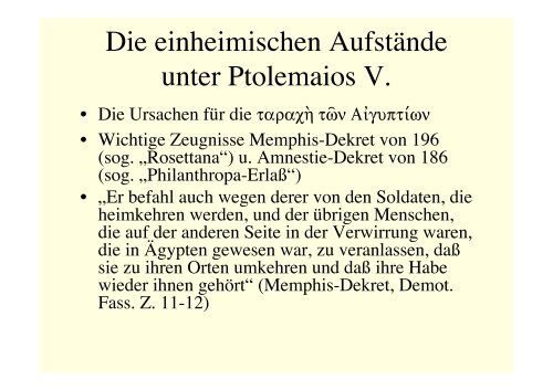 Vorlesung Geschichte Ägyptens in griechisch-römischer Zeit I