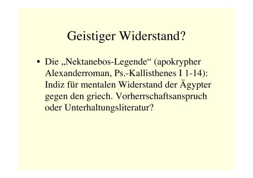 Vorlesung Geschichte Ägyptens in griechisch-römischer Zeit I