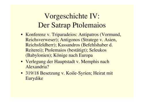 Vorlesung Geschichte Ägyptens in griechisch-römischer Zeit I